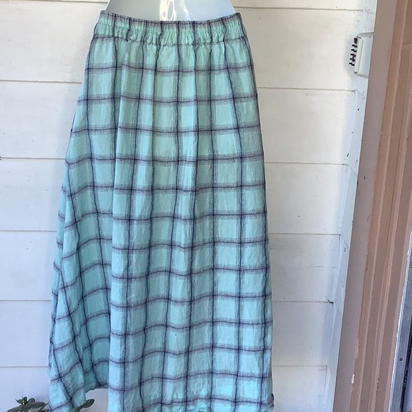 Lisa Marie Fernandez Checked Linen Midi Skirt, 3 M/L - Picture 6 of 8
